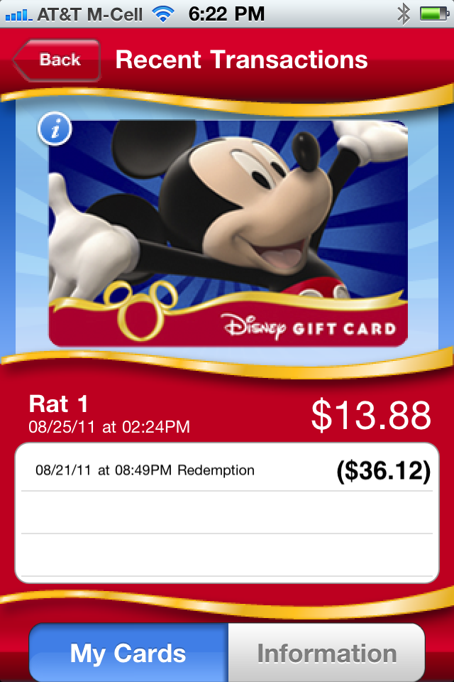 Review : Disney Gift Card App