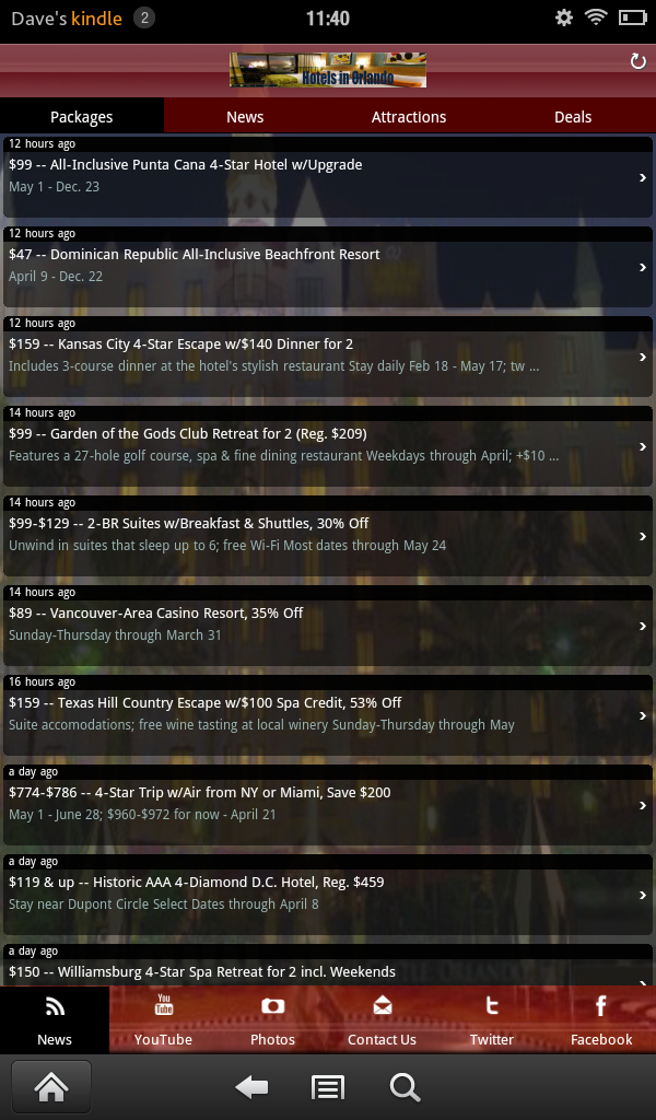 Review : Hotels in Orlando App for Kindle Fire